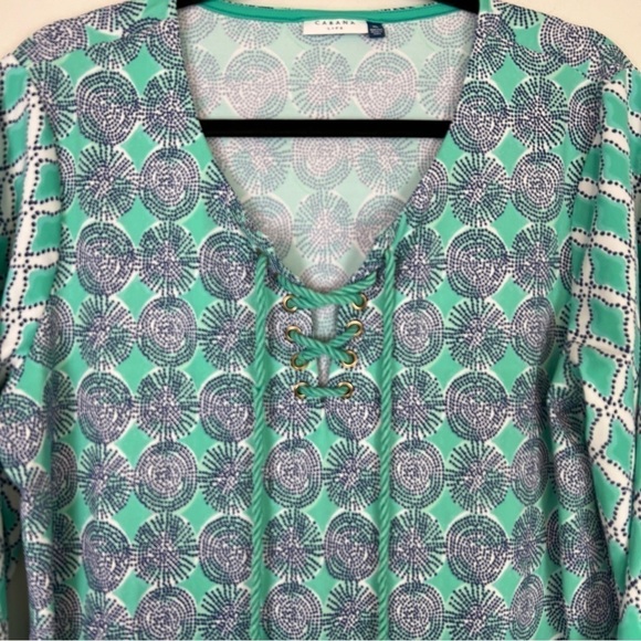 Cabana Life dress womens XL Beach Blue Stretchy Summer Knee Length Tie String - Picture 4 of 11